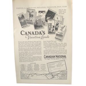 Vintage 1927 Canadian National Vacation Lands Ad Advertisement